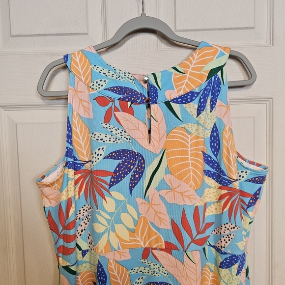 Talbots Plus Size Petite Jersey Knit Vacation Resortwear Maxi Dress Leaf Print - Picture 5 of 8